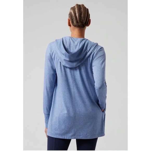 NWT Athleta Women's Blue Wrap Cardigan Quarry Hoodie Pockets Open Size S 2746 - Picture 6 of 14
